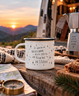 Tasse aus Emaille / Dachschaden