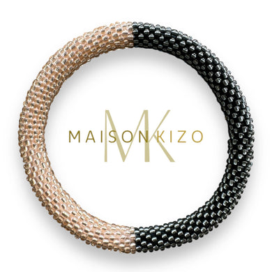 Glasperlen Armband, rosa/grau