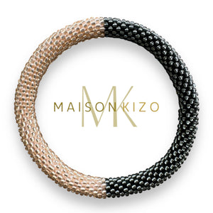 Glasperlen Armband, rosa/grau