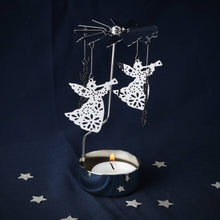 Laden Sie das Bild in den Galerie-Viewer, Silberner Teelicht-Spinner mit Weihnachtsengel