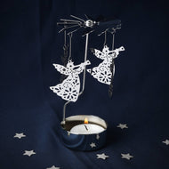 Silberner Teelicht-Spinner mit Weihnachtsengel
