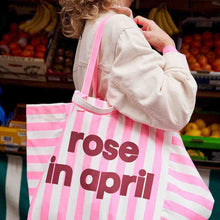 Laden Sie das Bild in den Galerie-Viewer, ELISA-STREIFENTASCHE ECRU - NEONPINK MIT LOGO