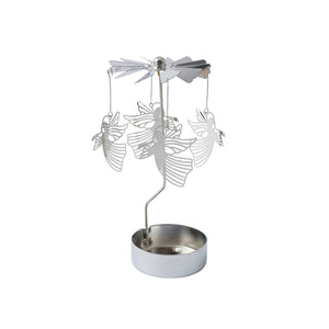 Silberner Teelicht-Spinner mit Weihnachtsengel