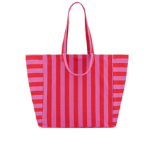 Laden Sie das Bild in den Galerie-Viewer, Baumwolltragetasche Orchidee &amp; Tomate – Gestreifter Shopper mit Washed Look
