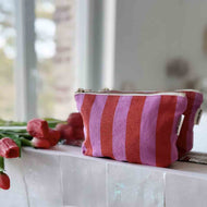 Kosmetiktasche / Beutel „Sofia Streifen“ – Orchidee & Tomate