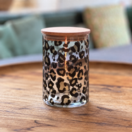 Vorratsglas mit Leoprint & Buchenholzdeckel, 880 ml