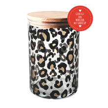 Laden Sie das Bild in den Galerie-Viewer, Vorratsglas mit Leoprint &amp; Buchenholzdeckel, 880 ml