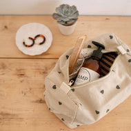 Kulturtasche VIC mit Herz-Motiv Sand/Schwarz – aus 100 % Baumwolle, OEKO-TEX zertifiziert