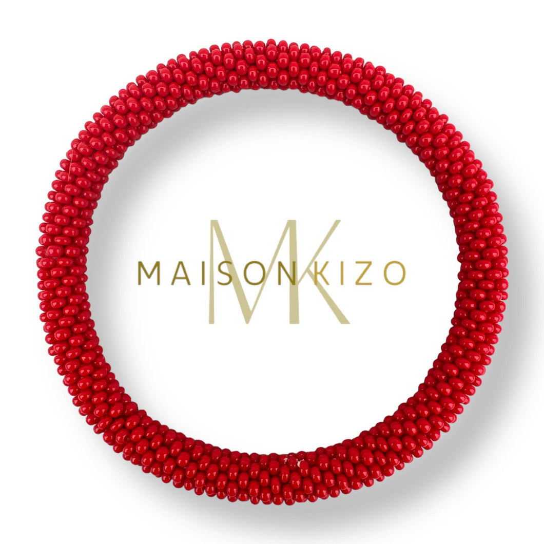 Nepalesisches Armband, Glas, rot