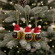Handgefertigte Mini-Weihnachtsbienen aus Filz zum Aufhängen (3er-Set)