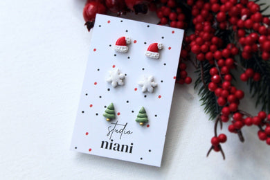 Weihnachtsohrringe, 3x Sets, Unikate