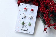 Weihnachtsohrringe, 3x Sets, Unikate