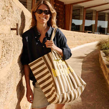 Laden Sie das Bild in den Galerie-Viewer, OLIVENGRAU GESTREIFTER SHOPPER ELISA