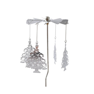Silberner Teelicht-Spinner mit Weihnachtsbaum