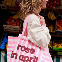 Laden Sie das Bild in den Galerie-Viewer, ELISA-STREIFENTASCHE ECRU - NEONPINK MIT LOGO