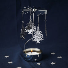 Laden Sie das Bild in den Galerie-Viewer, Silberner Teelicht-Spinner mit Weihnachtsbaum