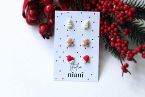 Weihnachtsohrringe, 3x Sets, Unikate