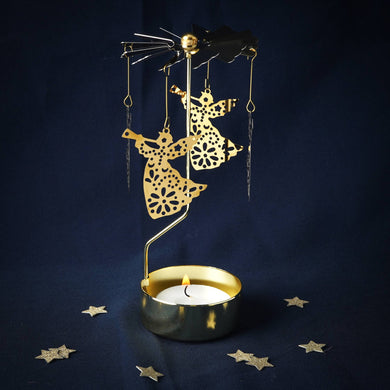 Goldener Teelicht-Spinner mit Weihnachtsengel