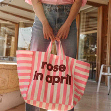 Laden Sie das Bild in den Galerie-Viewer, ELISA-STREIFENTASCHE ECRU - NEONPINK MIT LOGO
