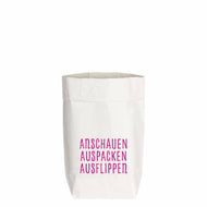PaperBag weiss, ANSCHAUEN AUSPACKEN AUSFLIPPEN