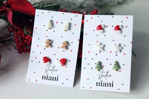 Weihnachtsohrringe, 3x Sets, Unikate