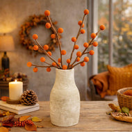 Filzzweig mit orangen Beeren – Herbstdeko | BeYoona 🍂