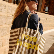 Laden Sie das Bild in den Galerie-Viewer, OLIVENGRAU GESTREIFTER SHOPPER ELISA