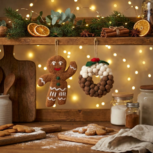 Laden Sie das Bild in den Galerie-Viewer, Handgefertigte Filz-anhänger Weihnachtsdekoration Lebkuchenmann