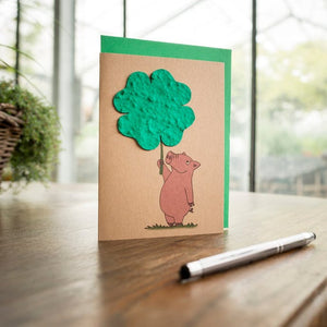 Saatgrusskarte - Schwein mit Kleeblatt