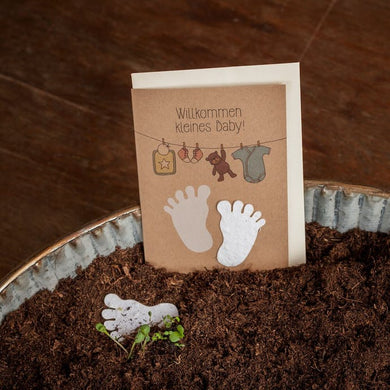 Saatgrusskarte - Willkommen kleines Baby - Babyfüsse