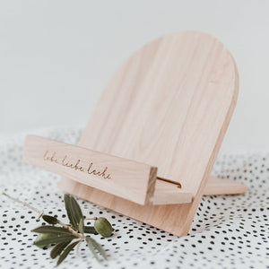 Buchständer - Lebe . Liebe . Lache - Eichenholz