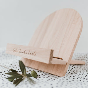 Buchständer - Lebe . Liebe . Lache - Eichenholz