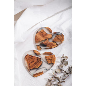 Kunstharz Untersetzer - handmade - mit Zedernholz - Herz