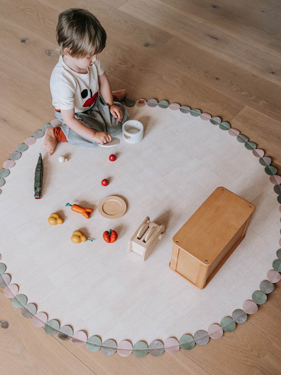 Kork Kinderteppich - Spielteppich - Kork - Loose Dots - Rund