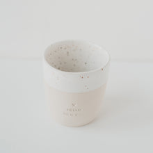 Laden Sie das Bild in den Galerie-Viewer, Steingut Becher - Tasse - Hello New Day - handmade