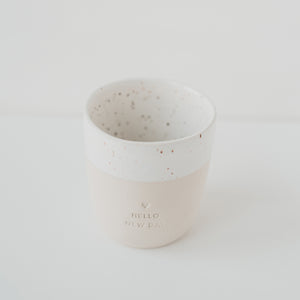 Steingut Becher - Tasse - Hello New Day - handmade