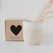 Laden Sie das Bild in den Galerie-Viewer, Steingut Becher - Tasse - Hello New Day - handmade