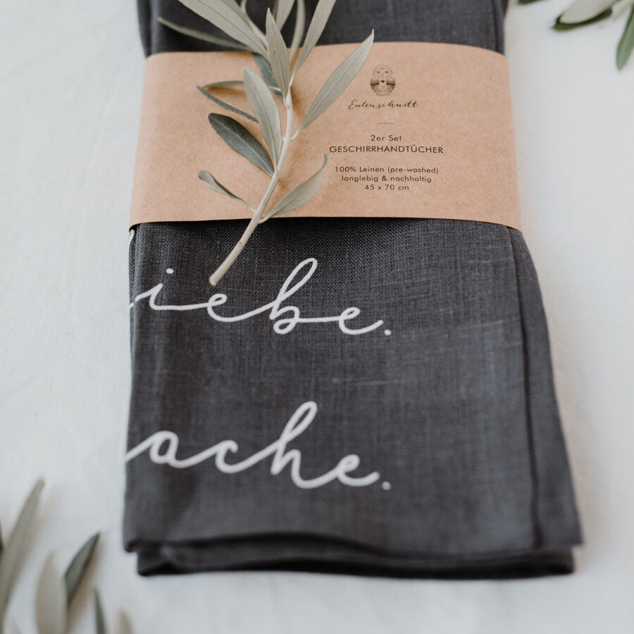 Geschirrtücher Set „Lebe, Liebe, Lache“