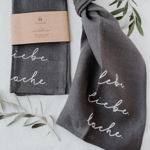 Geschirrtücher Set „Lebe, Liebe, Lache“