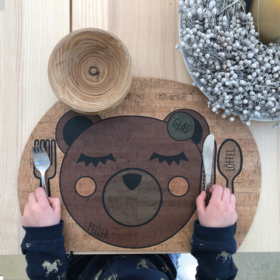 Kinder Tischset - Kork - Bär - Enjoying Bear