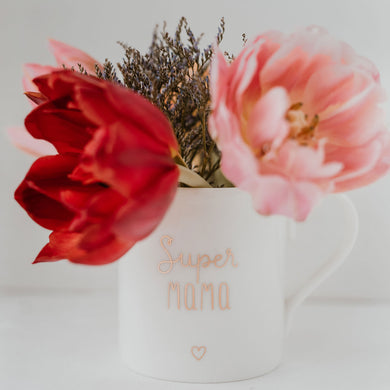 Tasse - Super MAMA - Porzellan mit Echtgold