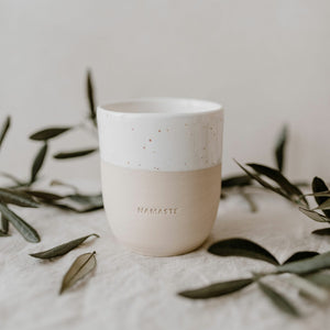 Steingut Becher - Tasse - Namaste- Handmade